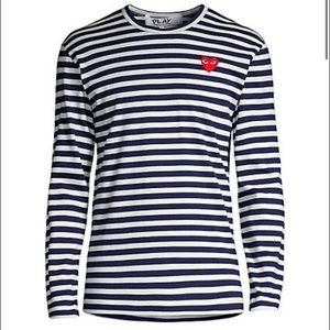 Comme des Garçon PLAY Long Sleeve Striped T-Shirt Navy White